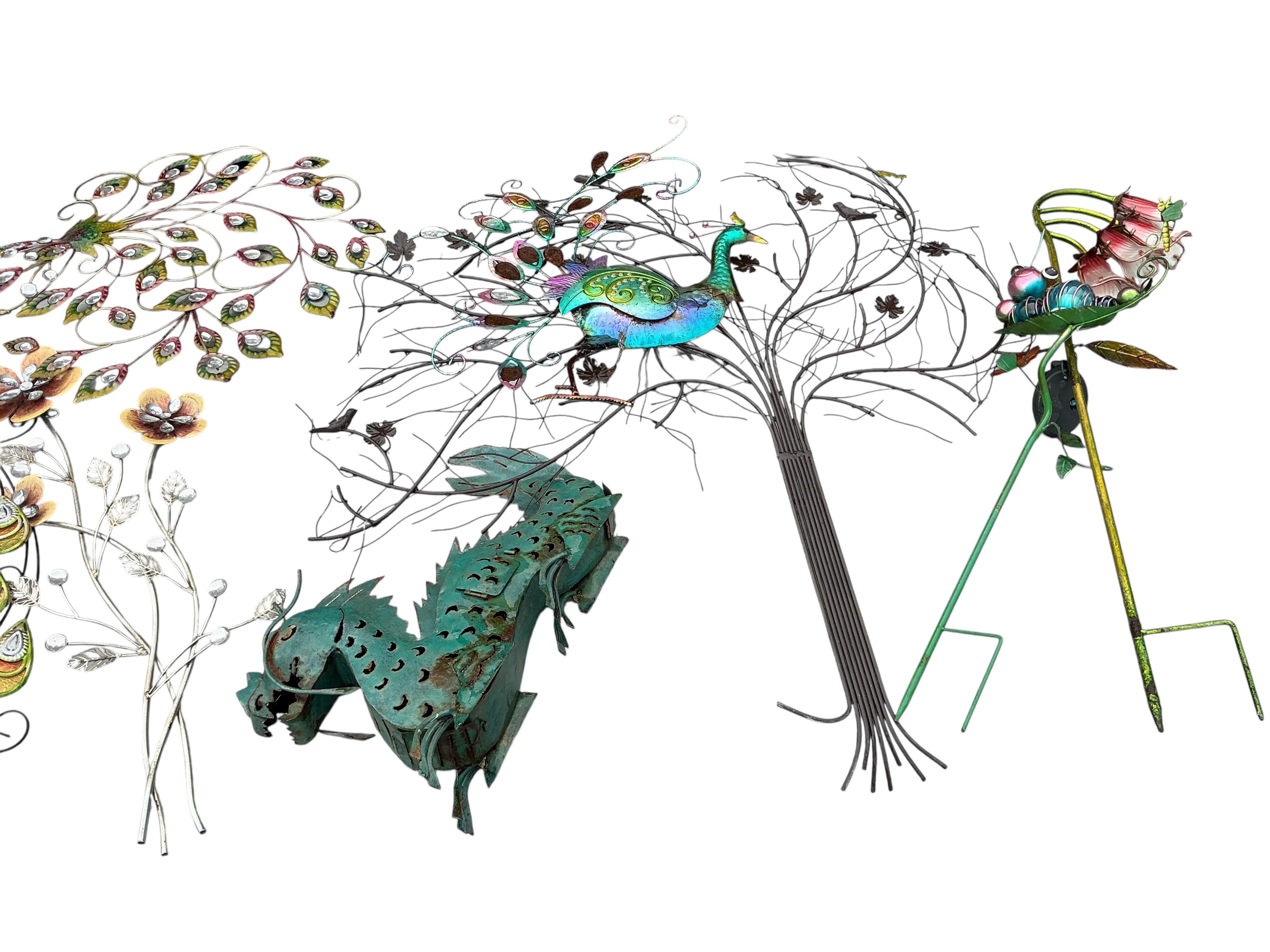 A quantity of assorted metal garden ornaments